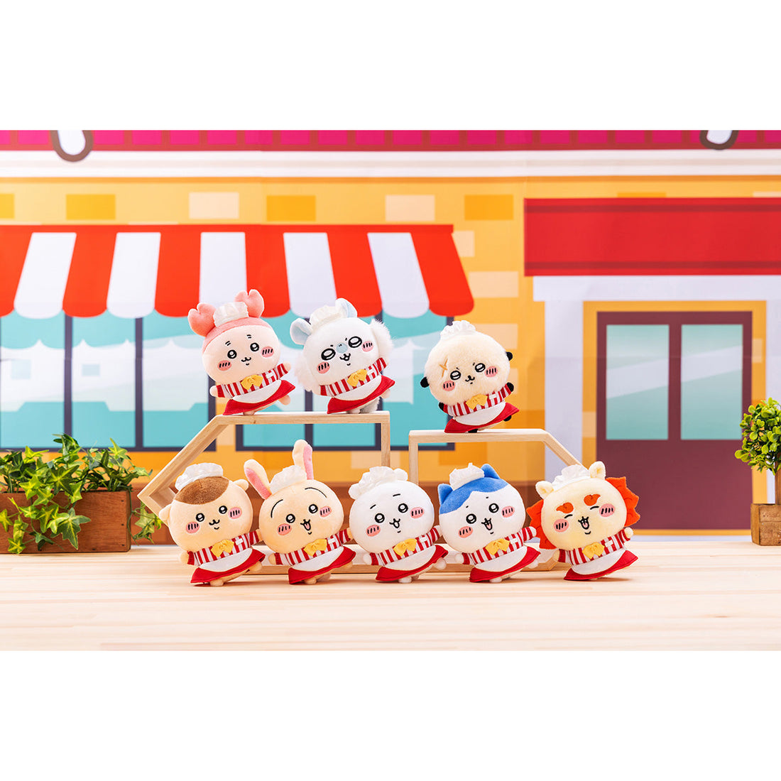 Chiikawa restaurant server plush keychain