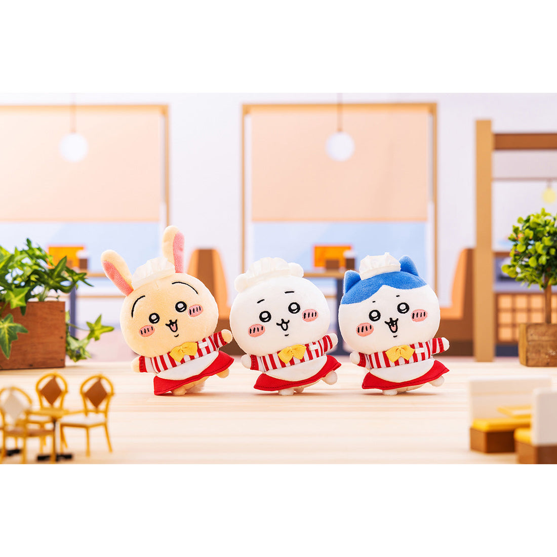 Chiikawa restaurant server plush keychain